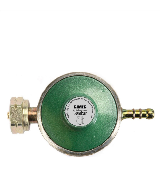 Gimeg Gimeg Drukregelaar 50mbar slangpilaar 5600121 Gimeg gas/benzine 5600121 ecru bij Leerentveldvrijetijd.nl