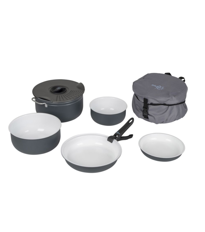 Bo-Camp Bo-Camp Pannenset Camping Ceramic 7-dlg 2300392 Bo-Camp koken 2300392 ecru bij Leerentveldvrijetijd.nl