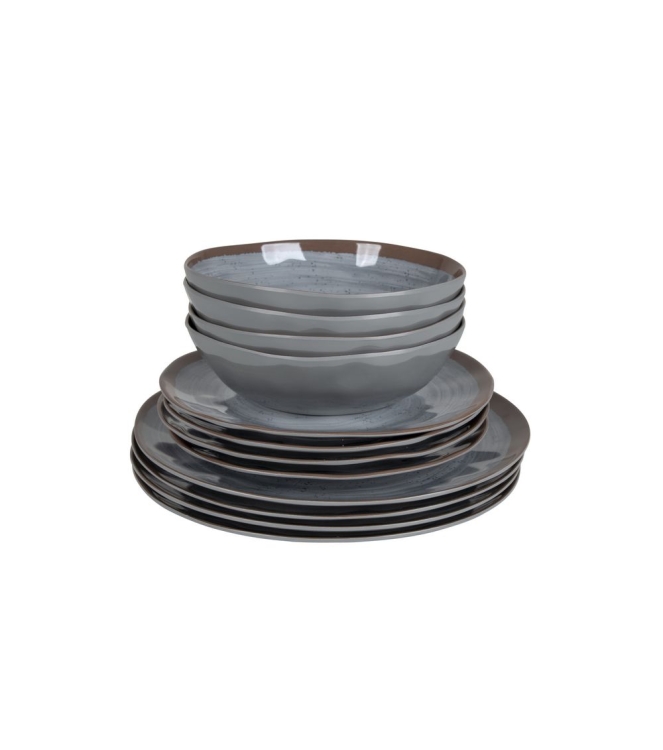 Bo-Camp Bo-Camp Servies Halo 12dlg melam gri/ter 6181390 Bo-Camp koken 6181390 ecru bij Leerentveldvrijetijd.nl