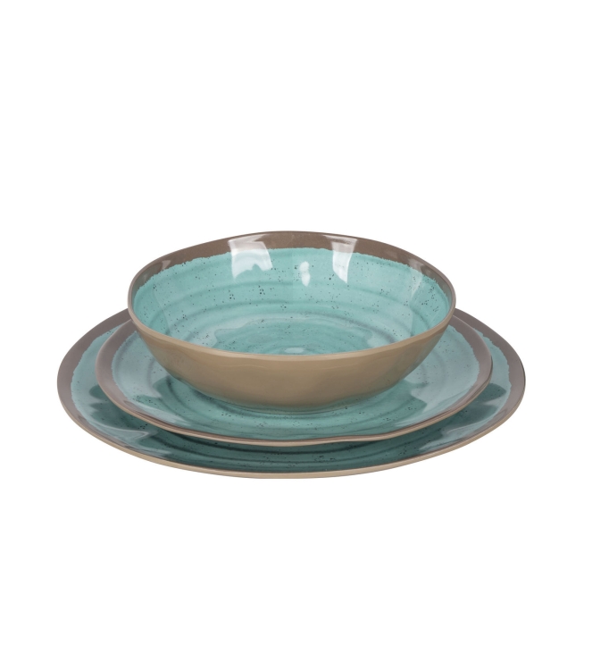 Bo-Camp Bo-Camp Servies Halo 12 delig melamine aqua 6181392 aqua Bo-Camp koken 6181392 antraciet bij Leerentveldvrijetijd.nl