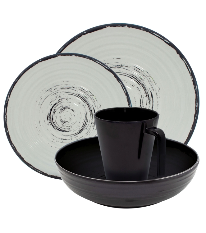 Eurotrail Eurotrail Isla servies anti slip 16 dlg black/ecru ETKW2051 black/ecru Eurotrail koken ETKW2051 ecru bij Leerentveldvrijetijd.nl