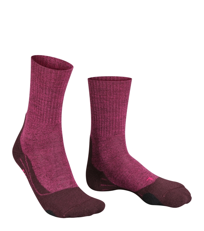 Falke Falke TK2 Explore Wool Women 8593_burgundy 16395 8593_burgundy Falke wandelsokken 16395 multi kleur bij Leerentveldvrijetijd.nl