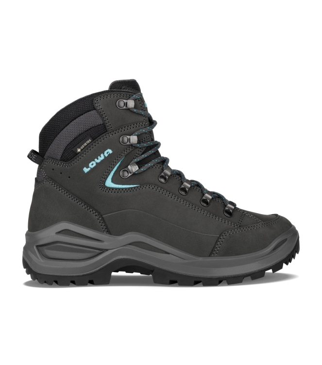 Lowa Lowa Renegade Evo GTX Mid Ws Wide 9368 asphalt/turqoise LM321917 9368 asphalt/turqoise Lowa wandelschoenen LM321917 lichtblauw bij Leerentveldvrijetijd.nl