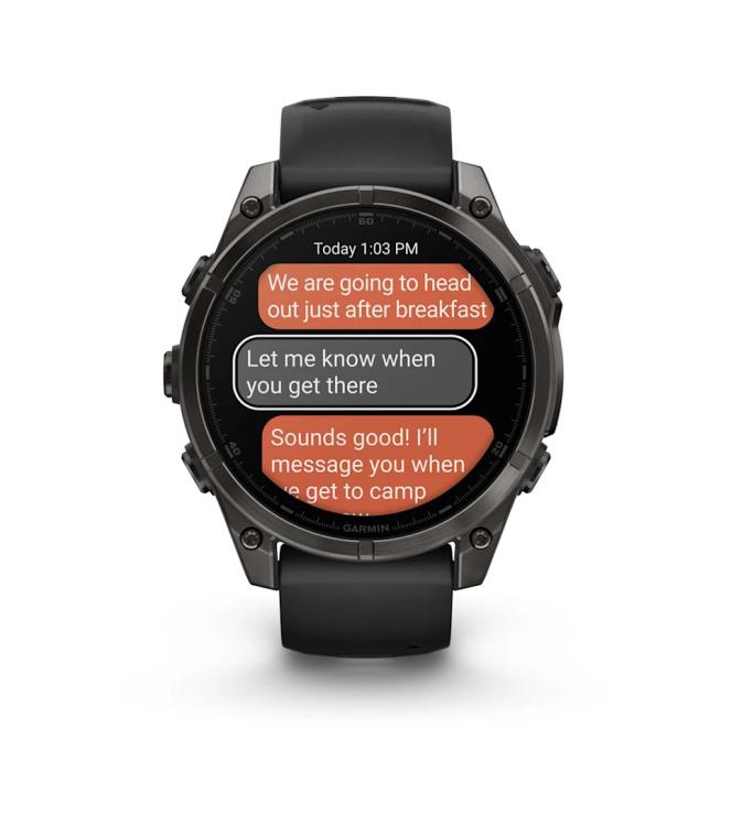 Garmin Garmin fenix 8 47 mm, AMOLED Sapphire Carbon grey DLC-tit zwarte/pebble grey siliconen band 010-02904-21 zwarte/pebble grey siliconen band Garmin orientatie 010-02904-21 licht grijs bij Leerentveldvrijetijd.nl