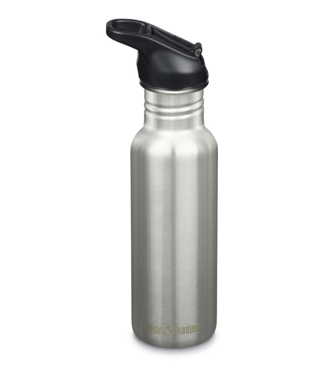 Klean Kanteen Klean Kanteen Drinkfles Classic met flip/sportdop, 800ml/27oz brushed stainless 1011192 brushed stainless Klean Kanteen koken 1011192 lichtblauw bij Leerentveldvrijetijd.nl