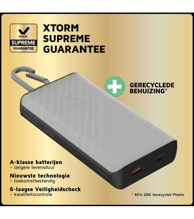 Xtorm Xtorm 15W Go2 Solar Power Bank 10.000 + Light - Charcoa charcoal black XG2S101 Charcoal Black Xtorm electra XG2S101 licht grijs bij Leerentveldvrijetijd.nl
