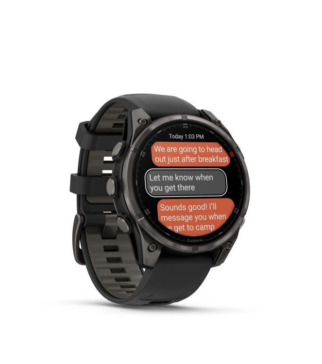 Garmin Garmin Fenix 8 Pro 47 mm,Amoled, LTE, Sapphire carbon grey dlc-titanium met zwarte/pebble grey si 010-03198-01 Carbon grey DLC-titanium met zwarte/pebble grey si Garmin orientatie 010-03198-01 licht grijs bij Leerentveldvrijetijd.nl