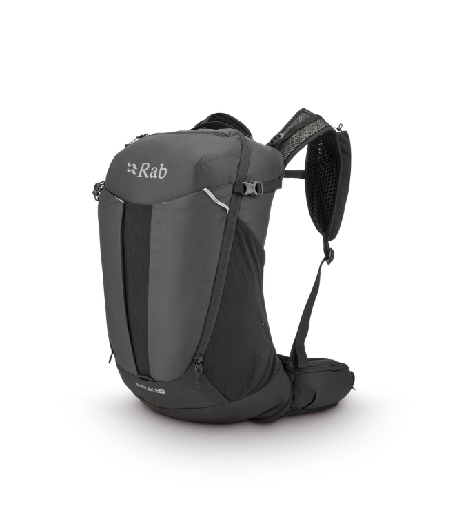 Rab Rab Airox 24 blk_black QAQ-10 BLK_Black Rab tassen QAQ-10 licht grijs bij Leerentveldvrijetijd.nl