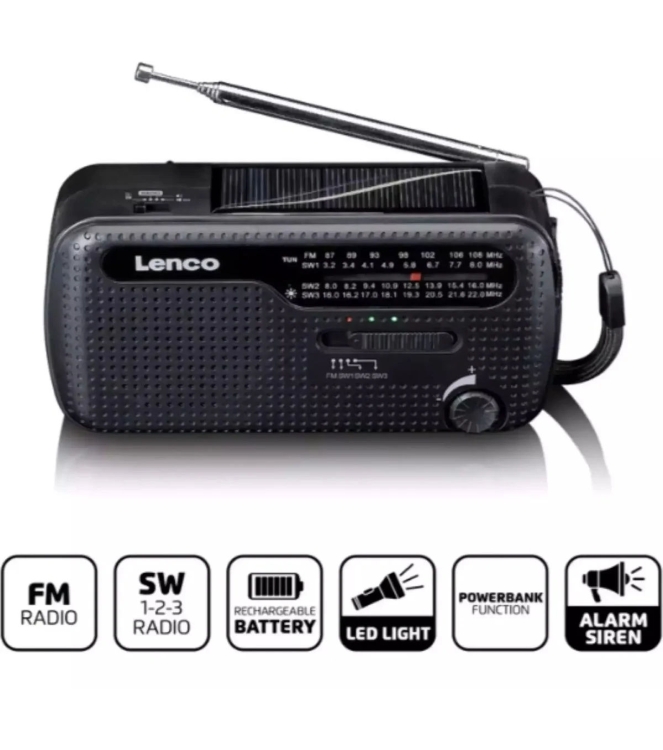 Lenco Lenco MCR-113BK Noodradio Draagbaar Opwindbaar MCR-113BK Lenco outdoor accessoires MCR-113BK ecru bij Leerentveldvrijetijd.nl