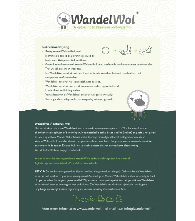 Wandelwol Wandelwol Antidruk-wol 20 gram MO120000020 Wandelwol schoen accessoires MO120000020 ecru bij Leerentveldvrijetijd.nl