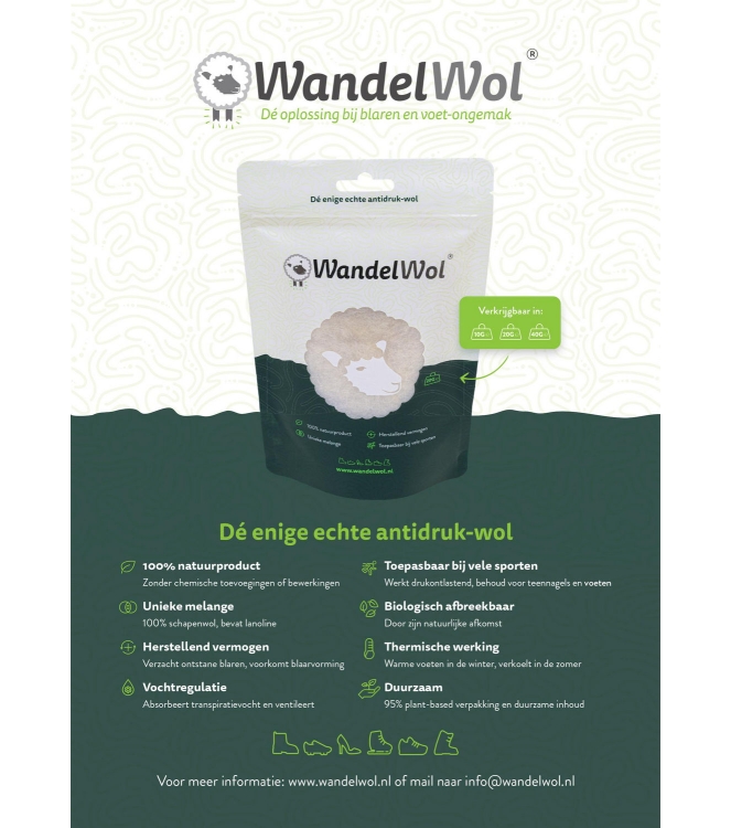 Wandelwol Wandelwol Antidruk-wol 20 gram MO120000020 Wandelwol schoen accessoires MO120000020 ecru bij Leerentveldvrijetijd.nl