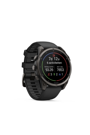 Garmin Garmin Fenix 9 47mm Carbon grey DLC-titanium Zwarte siliconen band