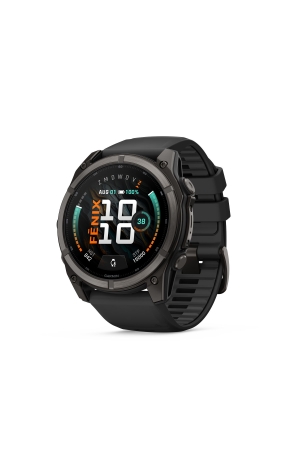 Garmin Garmin Fenix 9 51mm Carbon grey DLC-titanium Zwarte siliconen band