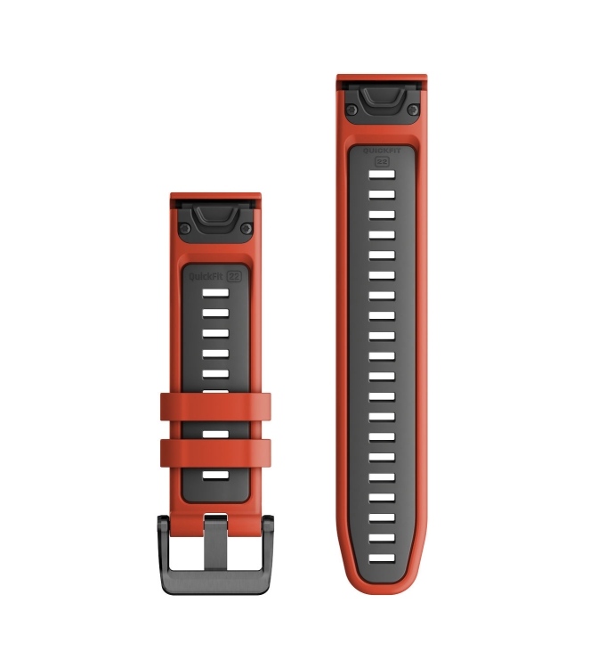 Garmin Garmin QuickFit 22 Fenix Horlogeband flame red/graphite siliconen 010-13280-04 Flame Red/Graphite siliconen Garmin orientatie 010-13280-04 geel bij Leerentveldvrijetijd.nl