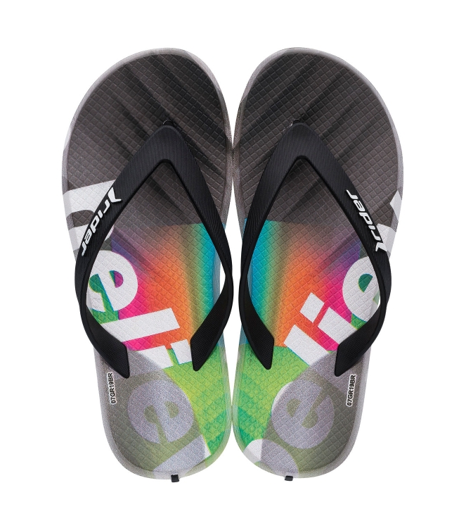 Rider Rider R1 Play kids slippers grey/green/black RI 10718 25053 Grey/Green/Black Rider slippers RI 10718 25053 lichtblauw bij Leerentveldvrijetijd.nl