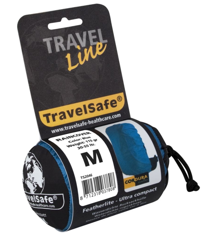 TravelSafe TravelSafe Regenhoes M 30-55L Featherlite 0059 azur TS2046 0059 AZUR TravelSafe tassen TS2046 antraciet bij Leerentveldvrijetijd.nl