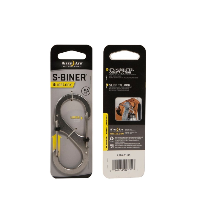 Nite Ize Nite Ize S-Biner #4 Slidelock Stainless black NI LSB4-01-R3 black Nite Ize outdoor accessoires NI LSB4-01-R3 licht grijs bij Leerentveldvrijetijd.nl